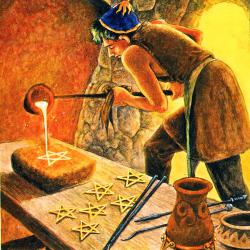 Eight of Pentacles from the Druid Craft Tarot